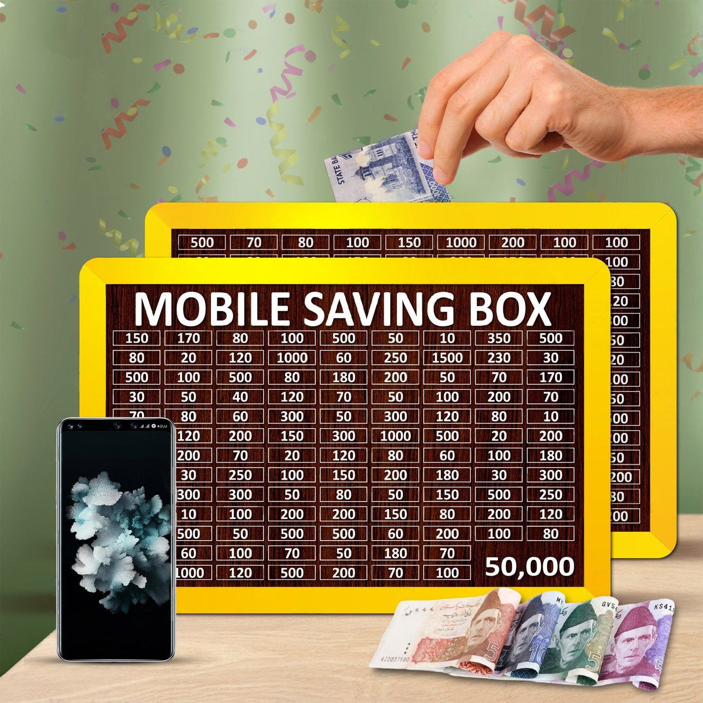 Premium Wooden Umrah Saving Box – Golden Acrylic Money Box | Islamic Gift
