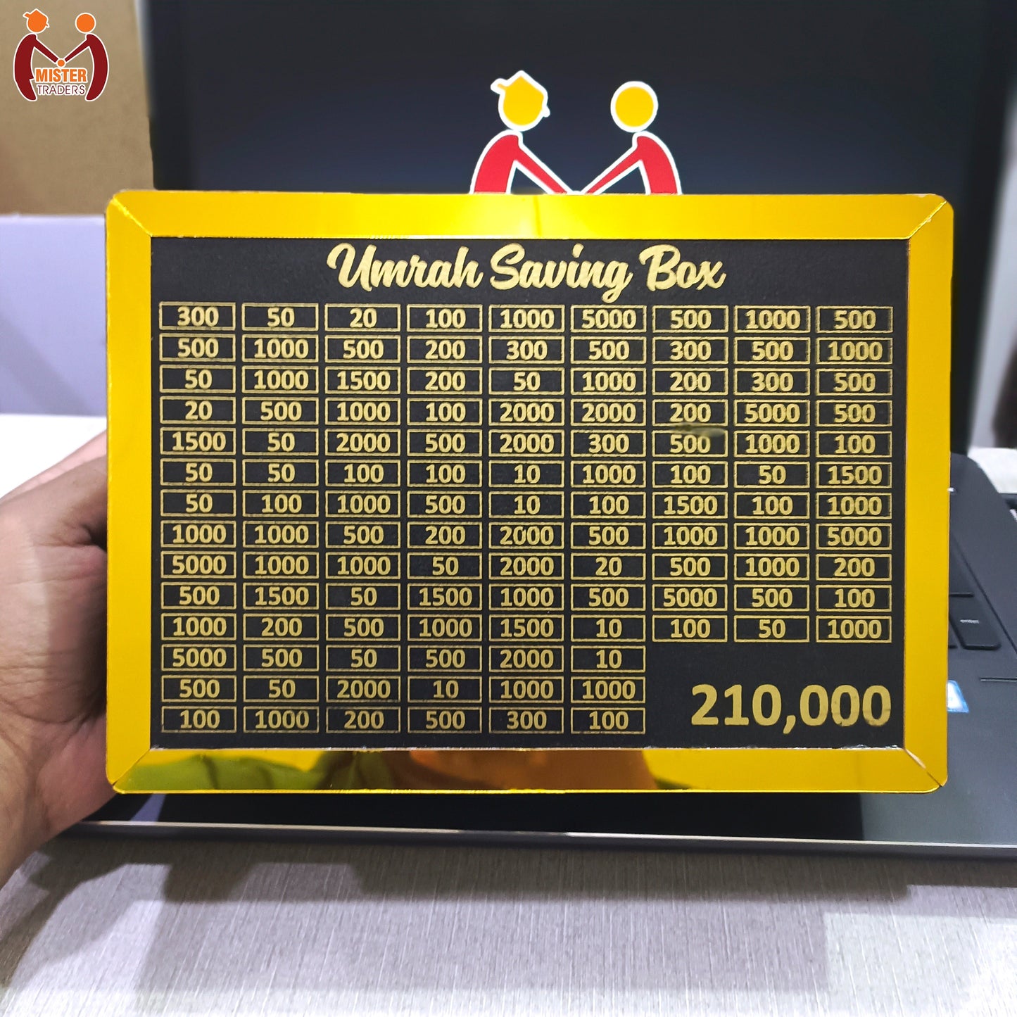Premium Wooden Umrah Saving Box – Golden Acrylic Money Box | Islamic Gift